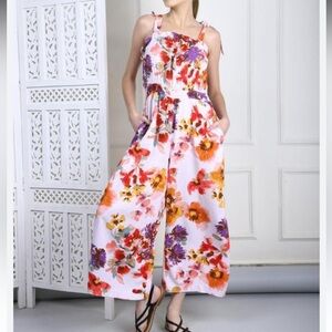 H&M Floral Jumpsuit with Adjustable Straps size L